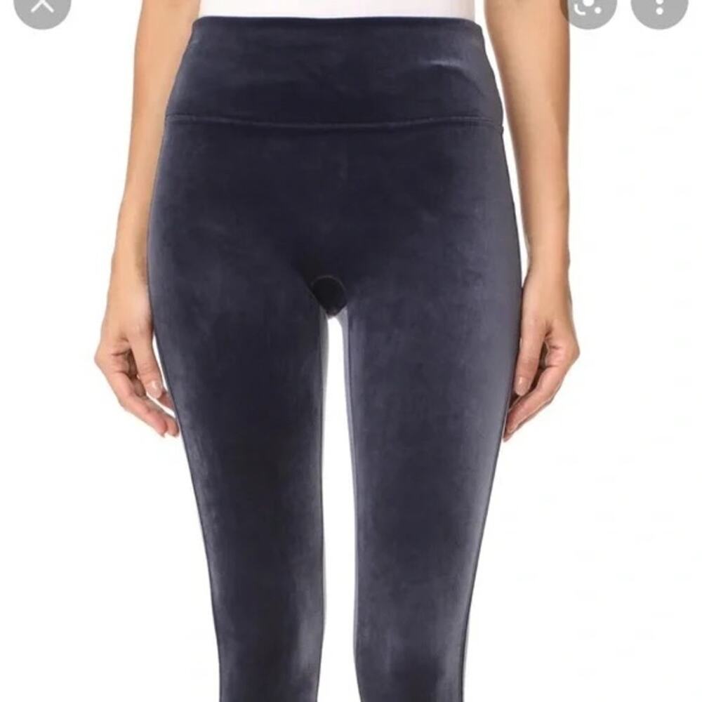 Spanx Velvet Velour Stretchy Leggings Blue Gray Grey Size Small NWOT